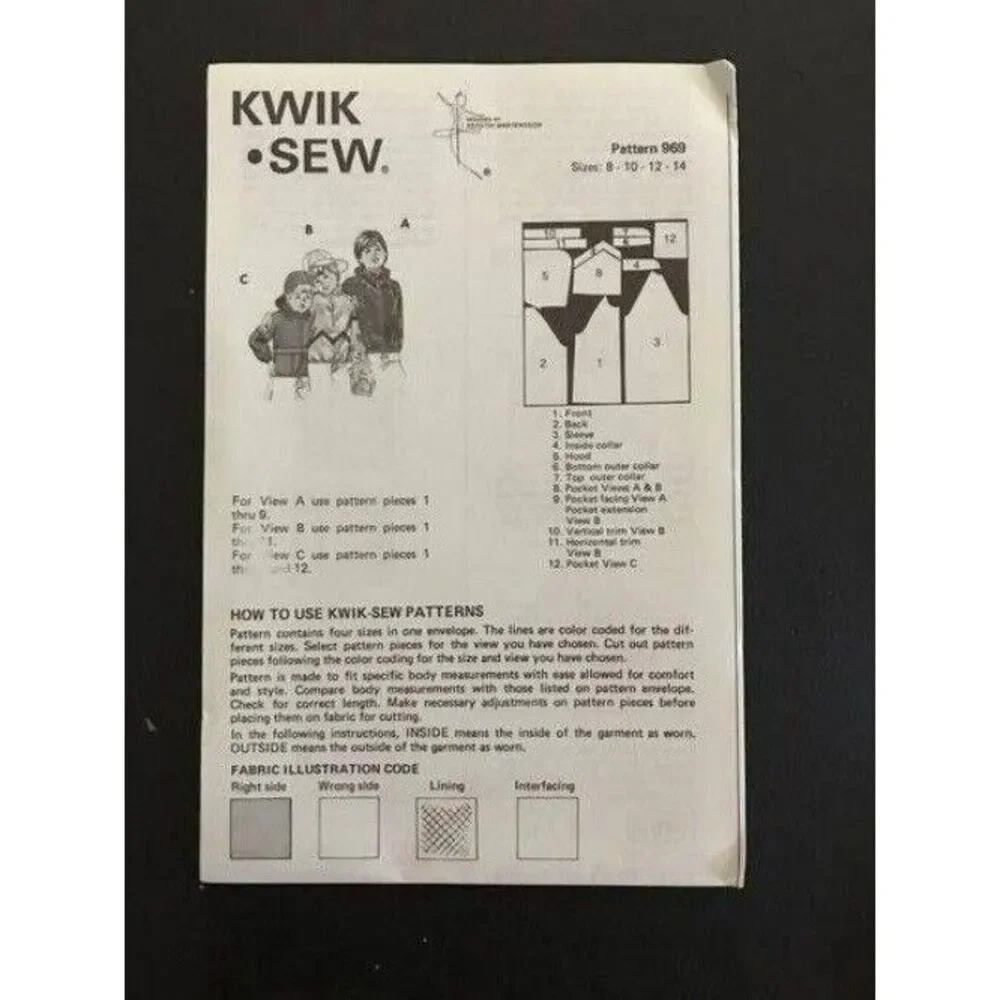 #0969 Kwik Sew sweater jacket pullover vintage child sewing pattern
